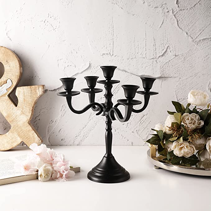 VOIDROP 5 Arm Black Candelabra Candlestick - Voi Drop