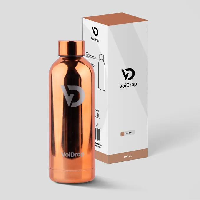 VOIDROP Insulated Water Flask with Bamboo Lid – 500 ML (Copper)