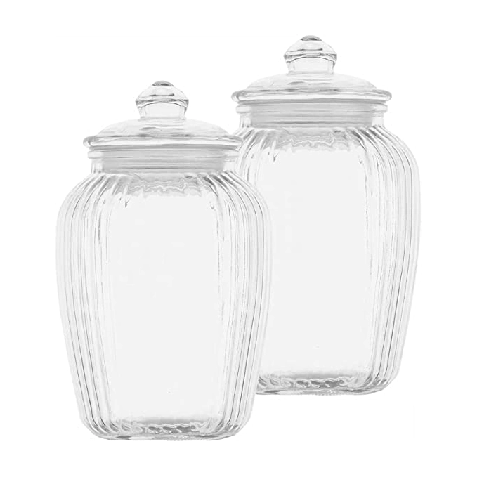 Voidrop set of 2 Striped Glass Jars Holds 2200ML