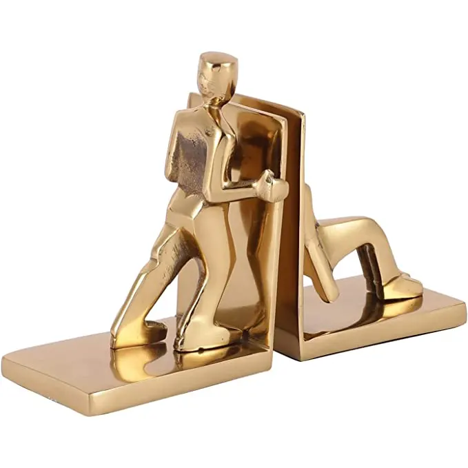 Home Decorative Working Man Golden Bookends – Set of 2