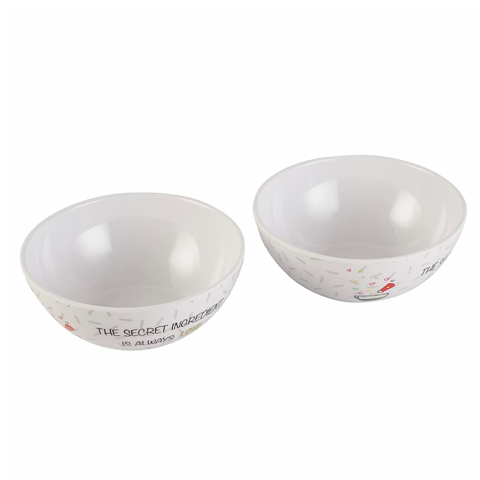 Melamine Snack and Food Serving Bowl, Set of 2 – White